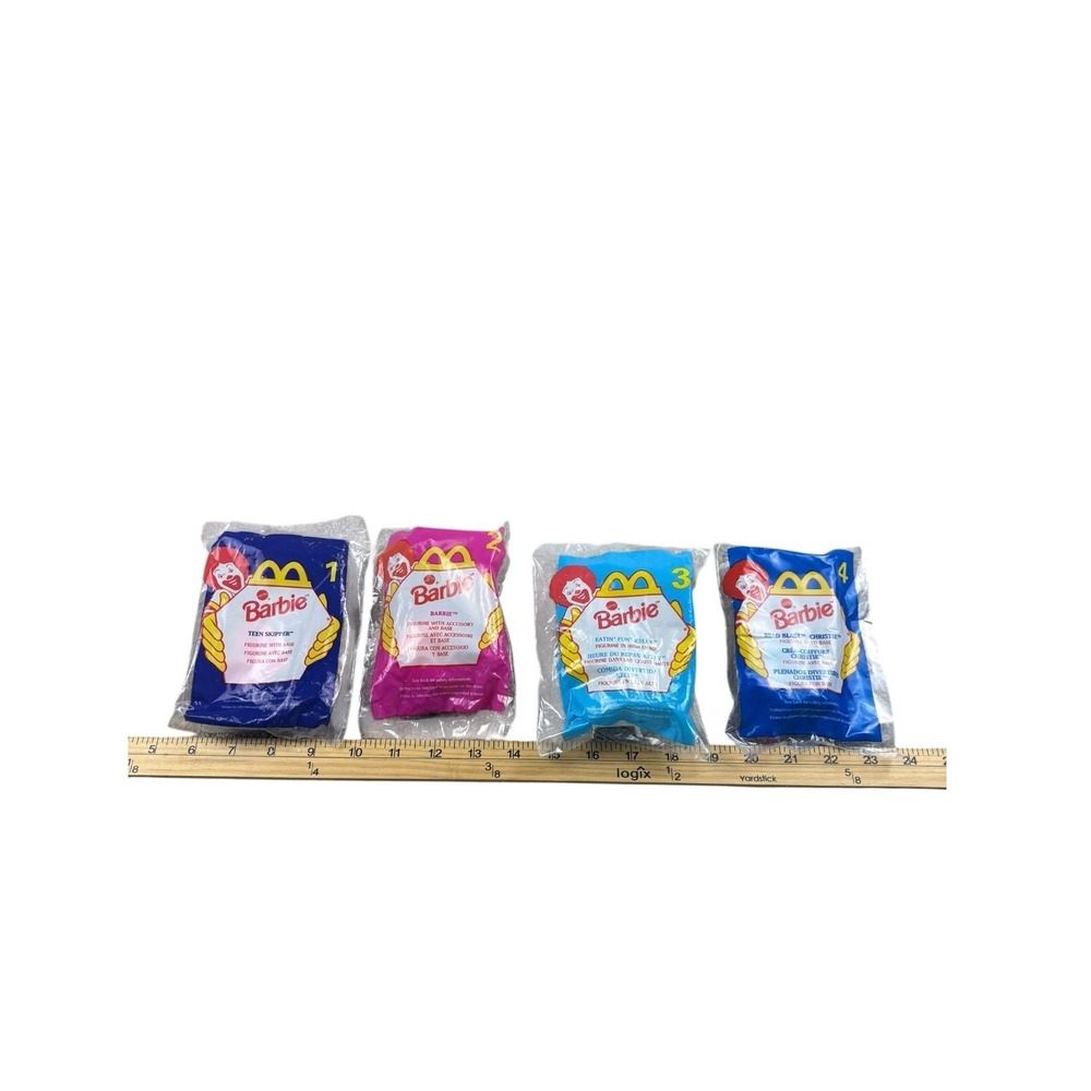 1998 McDonald's Barbie Happy Meal Toys Lot of 4 Sealed‎ Skipper Christie Barbie